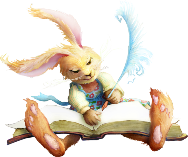 Transparent Rabbit Easter Bunny Book Figurine for Easter