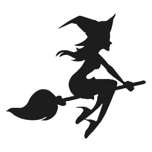 Transparent Silhouette Witchcraft Broom Logo for Halloween