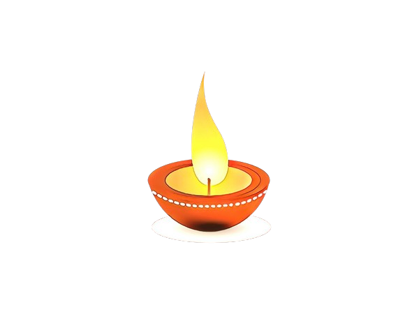 Transparent Diwali Diya Lamp Candle Orange for Diwali