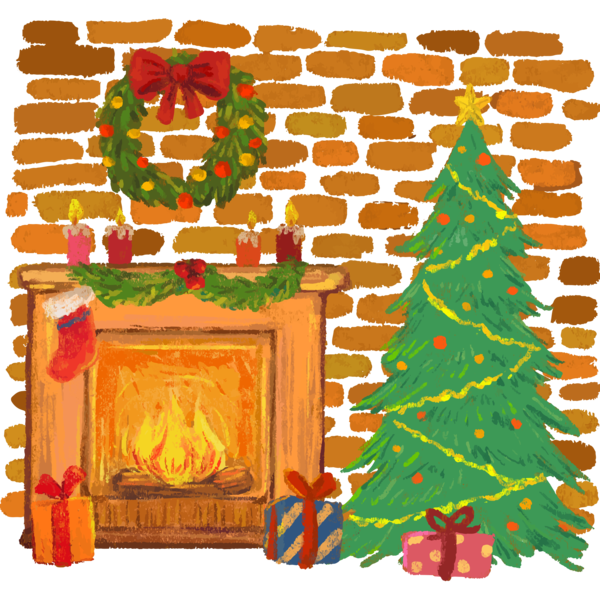 Transparent Christmas Christmas Tree Fireplace Fir Evergreen for Christmas