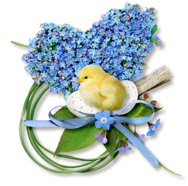 Transparent Easter Flower Floral Design Blue for Easter