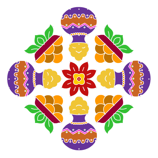 Transparent Thai Pongal Makar Sankranti Rangoli Flower Leaf for Diwali