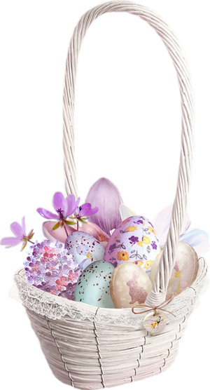 Transparent Easter Bunny Easter Basket Flower Lilac for Easter