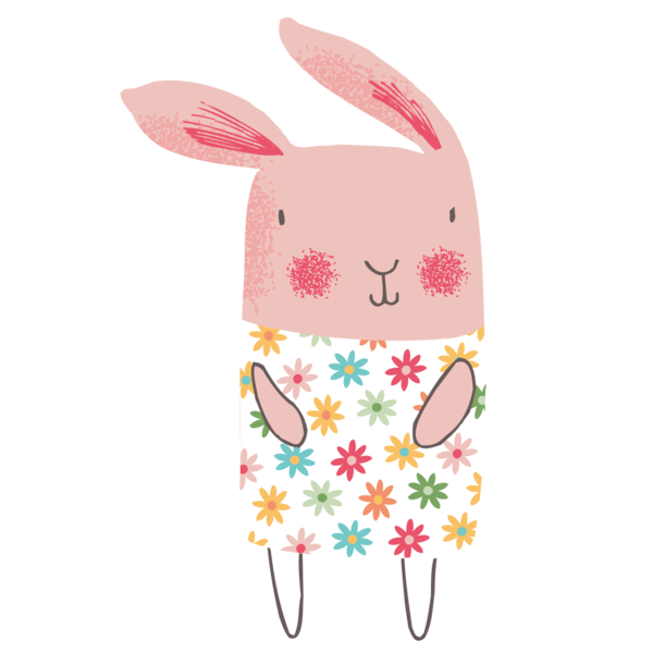 Transparent Cartoon Drawing Animation Pink Easter Bunny for Easter