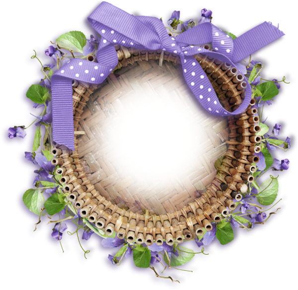 Transparent Scrapbooking Digital Scrapbooking Digital Photo Frame Purple Wreath for Easter