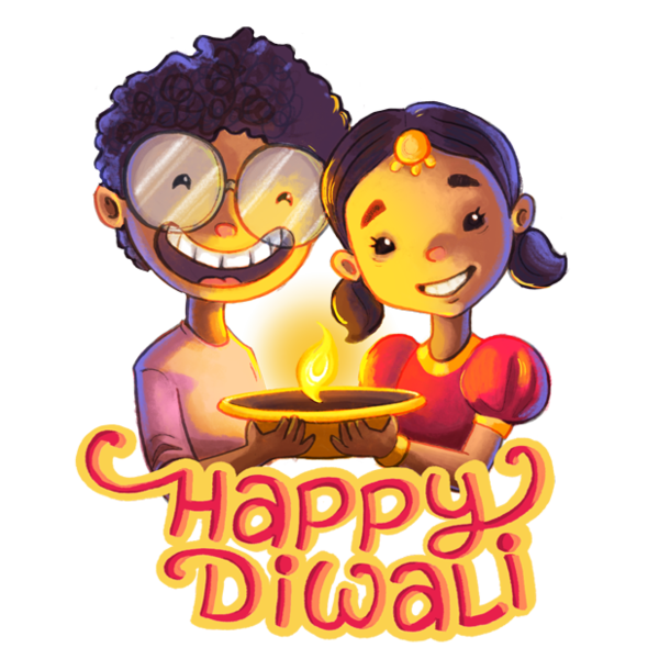Transparent Diwali Sticker Label Smile Friendship for Diwali