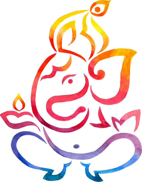 Transparent Ganesha Krishna Krishna Janmashtami Line Art for Diwali