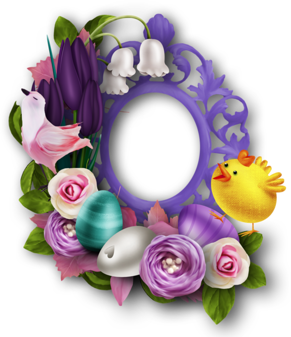 Transparent Flower Purple Floral Design Violet for Easter