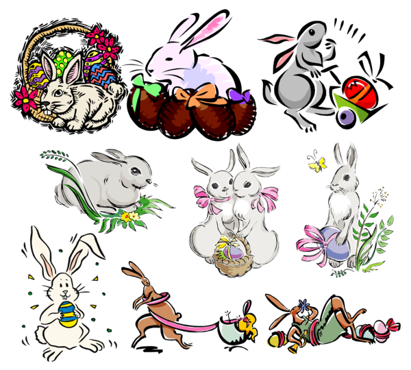 Transparent Rabbit Easter Raster Graphics Hare Plant for Easter