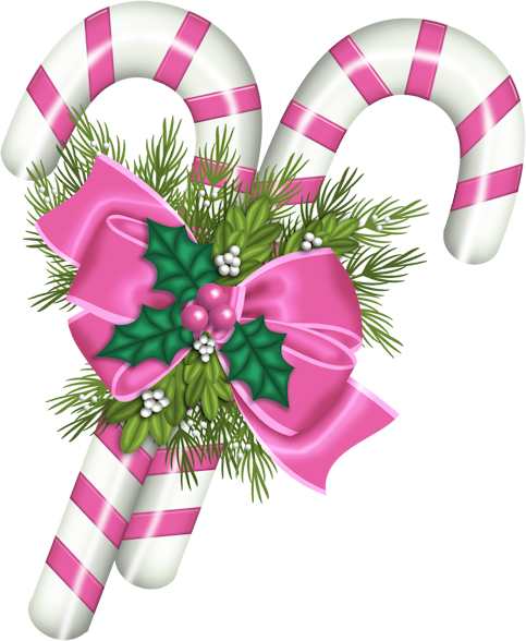 Transparent Candy Cane Santa Claus Christmas Graphics Flower Pink for Christmas