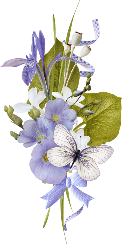 Transparent Floral Design Flower Daffodil Blue Iris for Easter