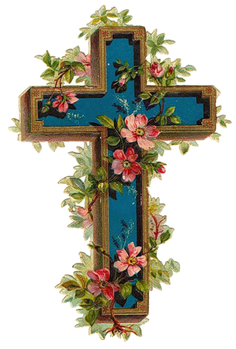 Transparent Christian Cross Easter Cross Flower Symbol for Easter