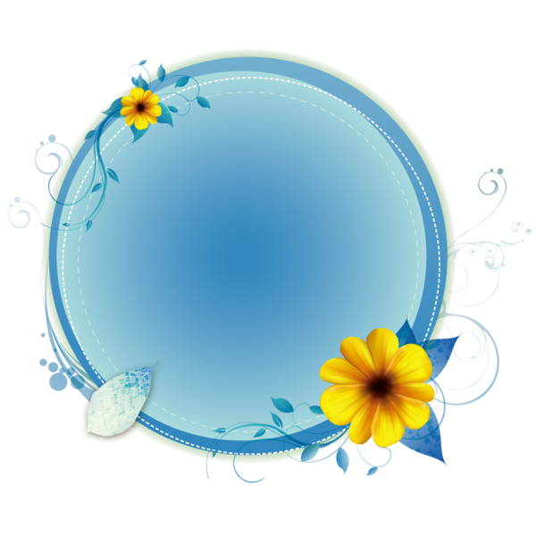 Transparent Blue Digital Photo Frame Circle Flower for Easter