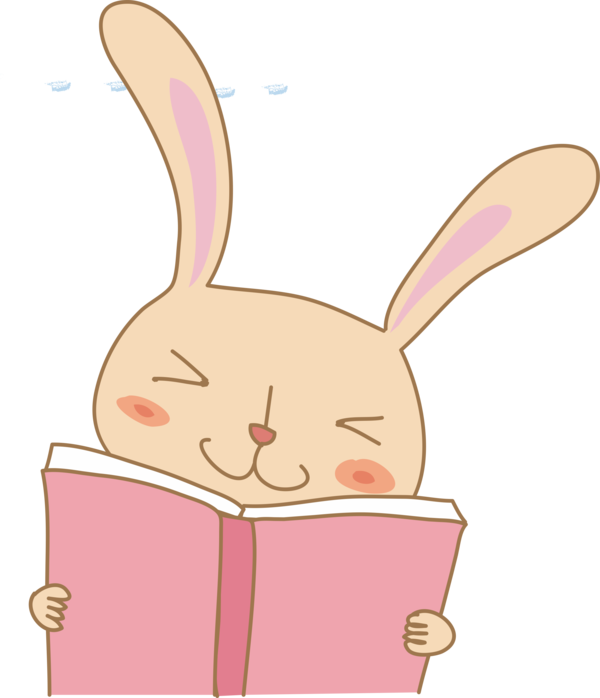 Transparent Rabbit Cartoon Book Pink Whiskers for Easter