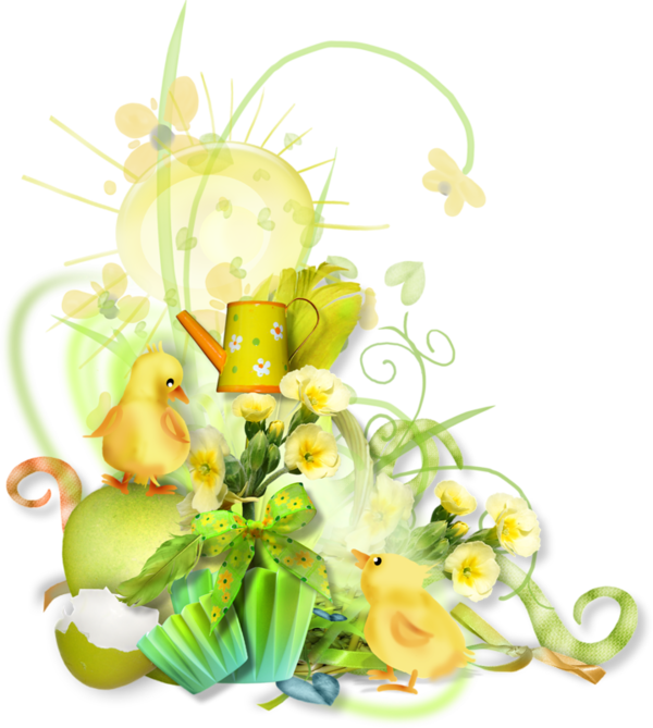 Transparent Afternoon Floral Design Flower Yellow for Easter