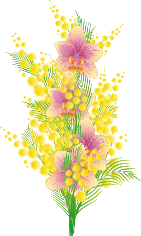 Transparent Floral Design Mimosa Salad Flower Plant for Easter