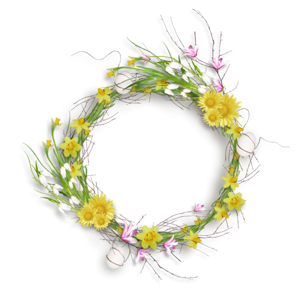 Transparent Floral Design Easter Flower Wreath for Easter
