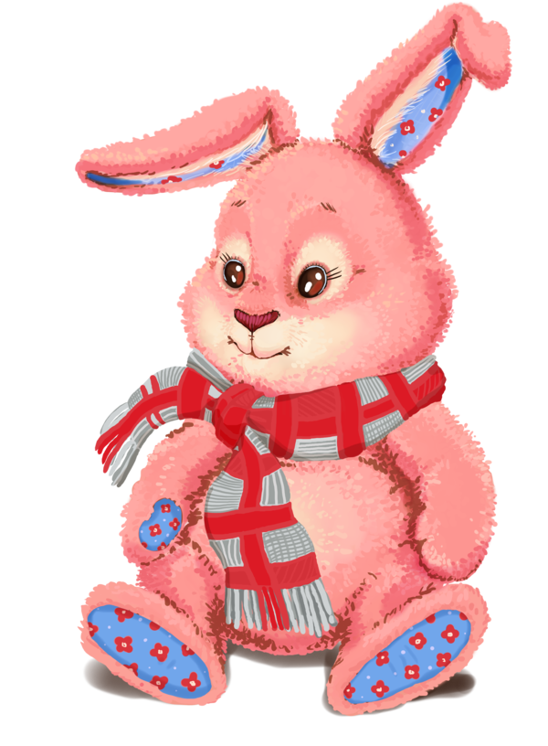 Transparent Cartoon Rabbit Drawing Pink Toy for Easter
