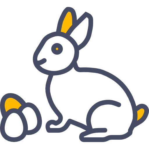 Transparent Rabbit Animal Easter Egg Line Art Area for Easter