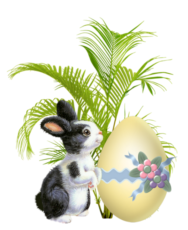 Transparent Video Plants Flowerpot Rabbit Animal Figure for Easter