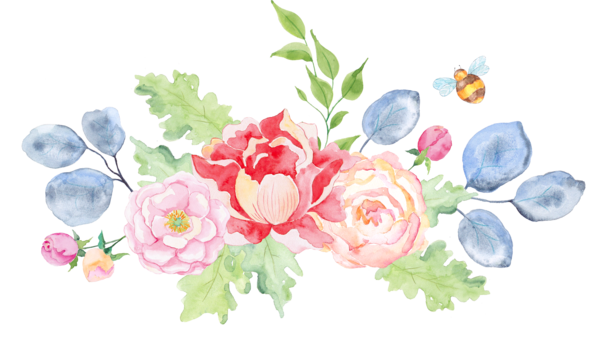 Transparent Easter Bunny Watercolor Painting Peter Rabbit Print Flower Cut Flowers for Easter