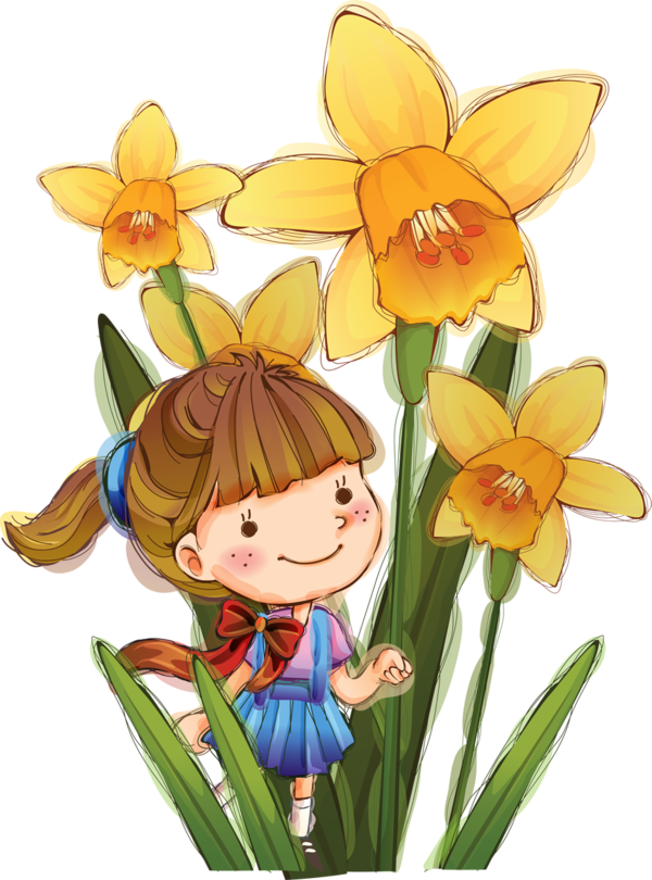 Transparent Flower Child Drawing Plant for Easter