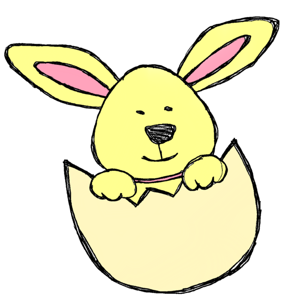 Transparent Drawing Doodle Painting Yellow Rabbit for Easter