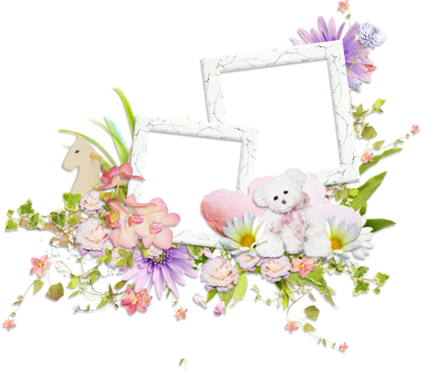 Transparent Flower Floral Design Cartoon Picture Frame for Easter