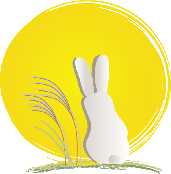 Transparent Tsukimi Dango Chinese Silver Grass Rabbit Yellow for Easter