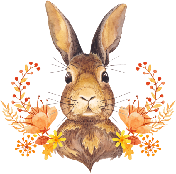 Transparent Autumn Watercolor Painting Color Hare Whiskers for Easter