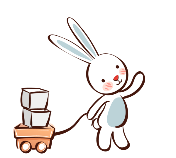 Transparent Rabbit Hare Cartoon Line for Easter