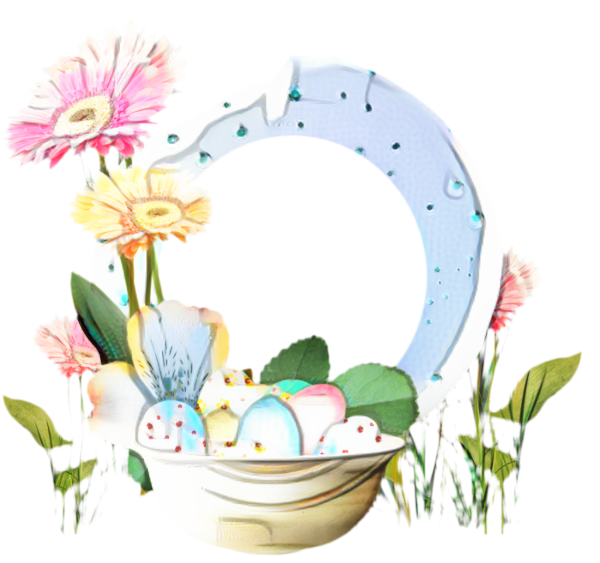 Transparent Floral Design Easter Postcredits Scene Teacup Plant for Easter