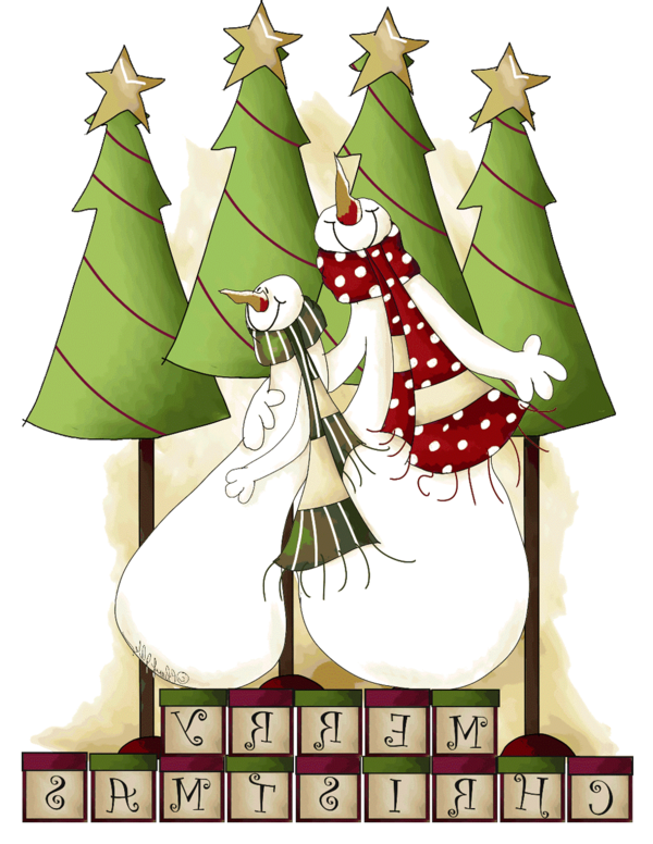 Transparent Snowman Christmas Ded Moroz Fir Pine Family for Christmas