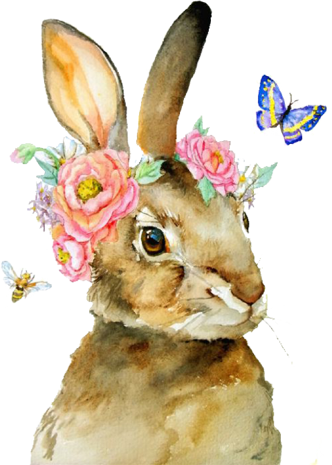 Transparent Watercolor Painting Rabbit Painting Hare for Easter