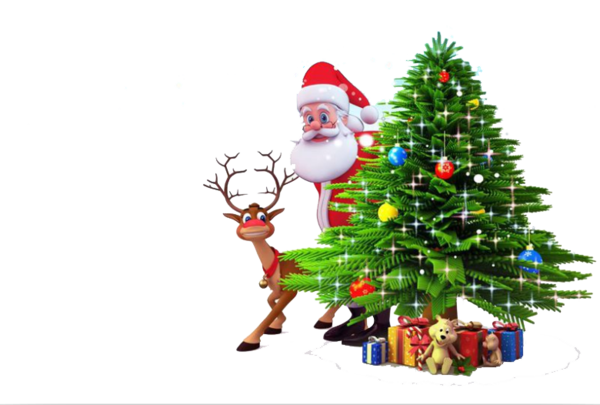 Transparent Santa Claus Reindeer Christmas Tree Fir Evergreen for Christmas