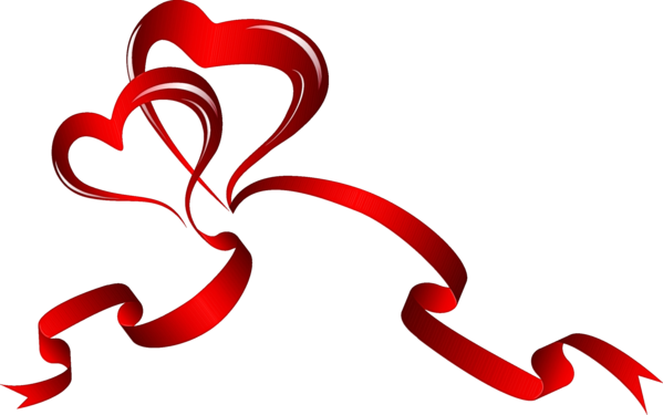 Transparent Ribbon Heart Valentines Day Red for Valentines Day