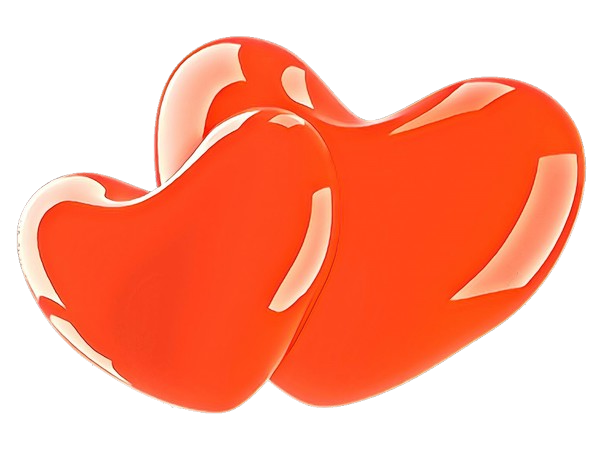 Transparent Heart Orange Red for Valentines Day