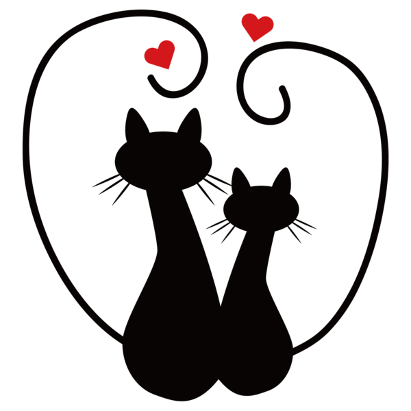 Transparent Cat Wedding Invitation Happy Anniversary Black for Valentines Day