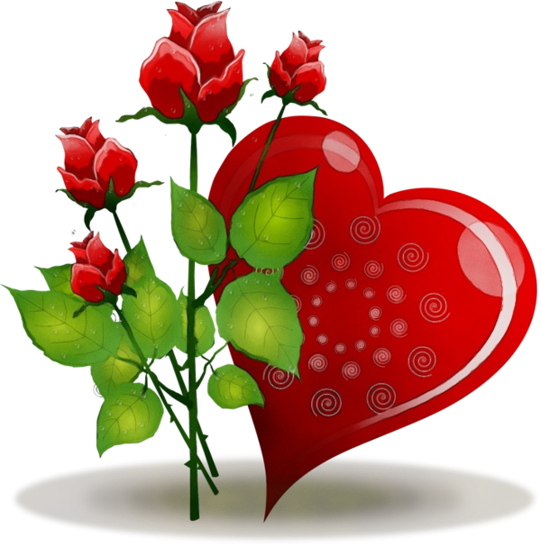 Transparent Flower Red Heart for Valentines Day