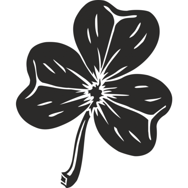 Transparent Republic Of Ireland Shamrock Clover Flower Black And White for St Patricks Day