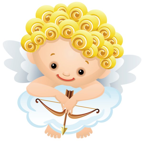 Transparent Cartoon Yellow Angel for Valentines Day