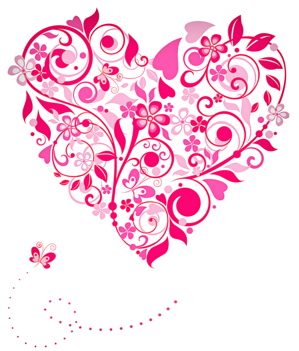 Transparent Heart Floral Design Flower Pink for Valentines Day