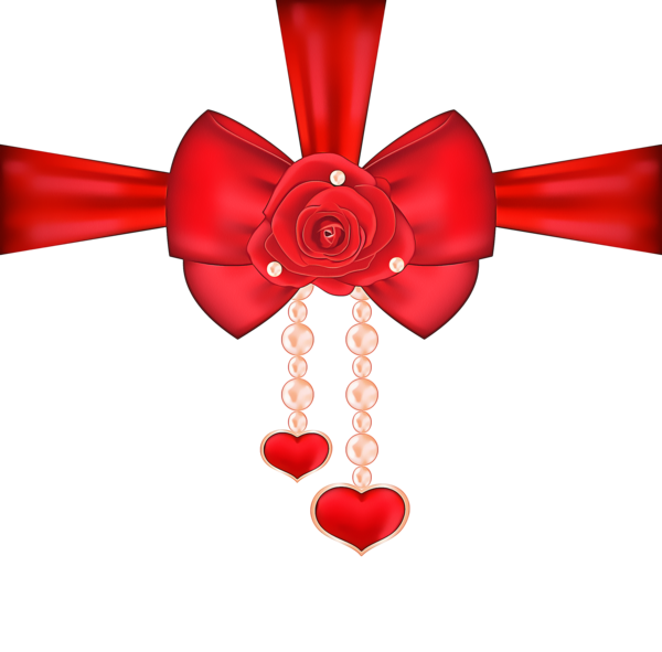 Transparent Red Ribbon Heart for Valentines Day