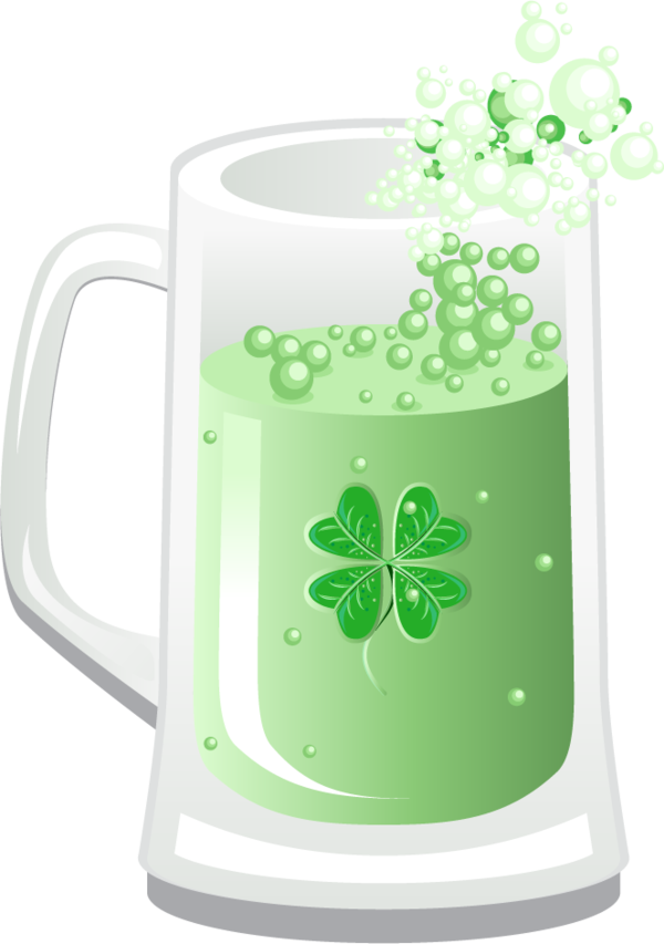 Transparent Mug Drink Fourleaf Clover Plant Leaf for St Patricks Day
