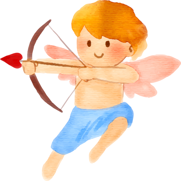 Transparent Cupid Watercolor Painting Love Cartoon for Valentines Day