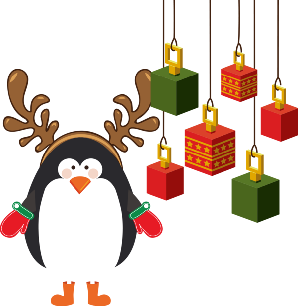 Transparent Penguin Christmas Santa Clauss Reindeer Flightless Bird Christmas Ornament for Christmas