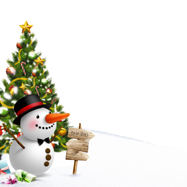 Transparent Winter Snowman Snow Fir for Christmas