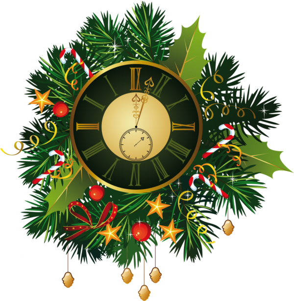 Transparent Christmas Clock Christmas Ornament Evergreen Fir for Christmas