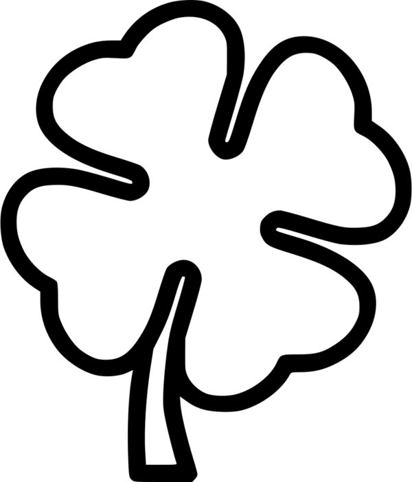 Transparent Fourleaf Clover Shamrock Clover Symbol Line Art for St Patricks Day