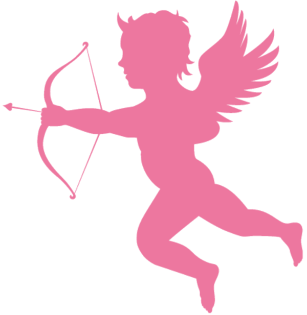 Transparent Cupid Silhouette Psyche Revived By Cupids Kiss Pink for Valentines Day